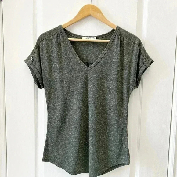 Ricki’s Linen Blend T-Shirt Loose Fit V Neck Short Sleeve Moss Green Size  XS - Picture 6 of 16